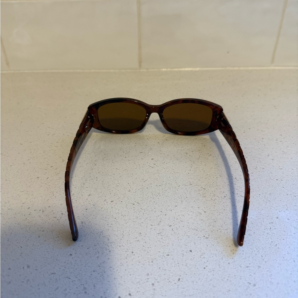 Slim Rectangular Tortoiseshell Sunglasses - Brown… - image 3